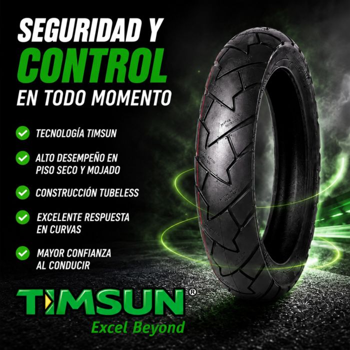 Llanta Timsun 120/80-18 TS-659A 62H Tubeless Trasera | Bicimotos